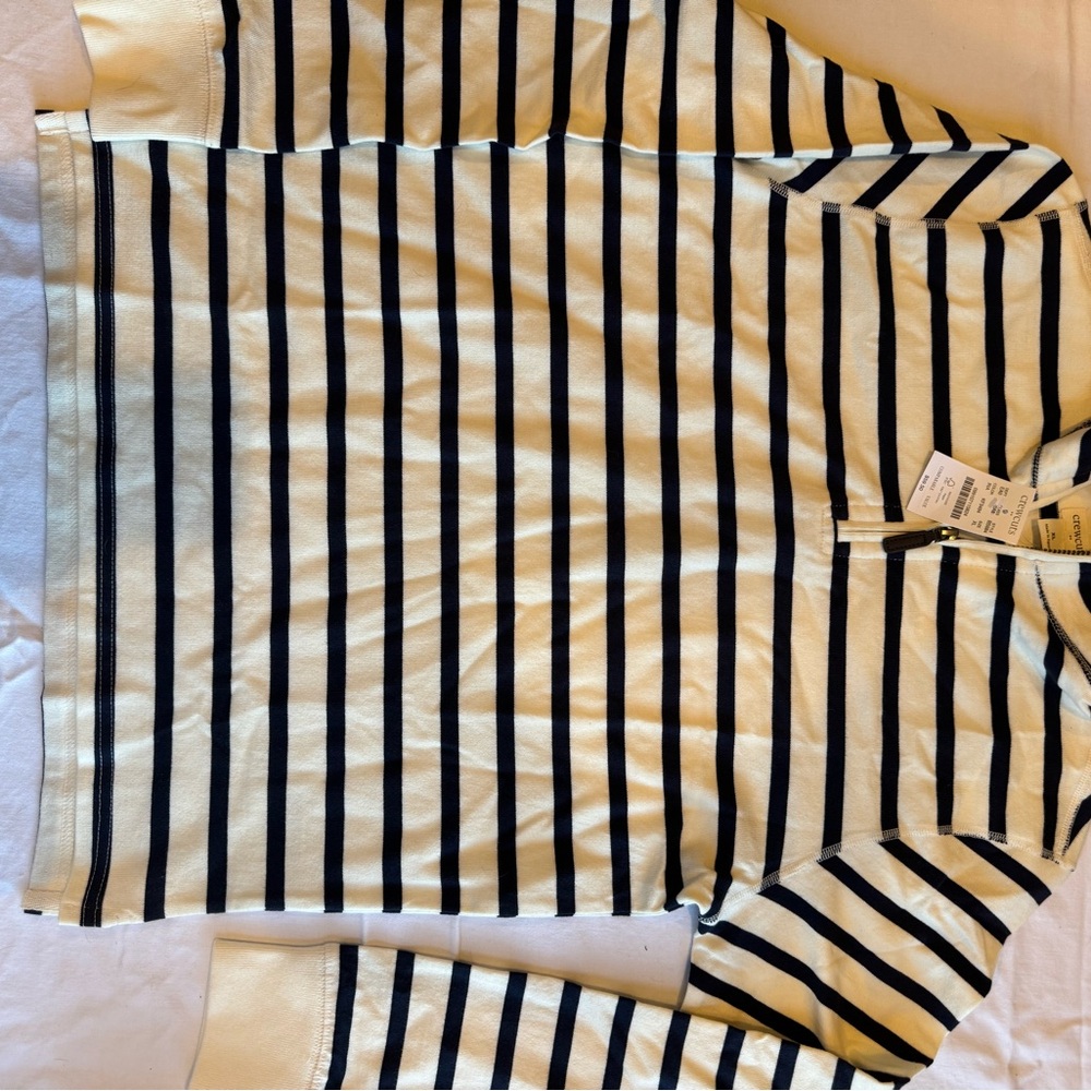 J Crew Crewcuts Navy and Cream Striped pullover half-zip